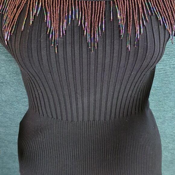 Vintage Bead Fringed Off Shoulder Sweater, SO BEAUTIFUL! - Picture 5 of 11